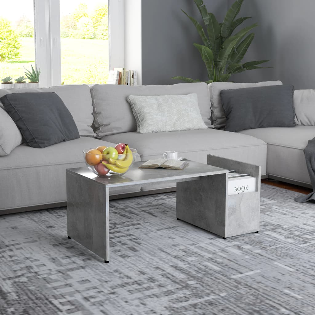 Tavolino Da Salotto Grigio Cemento 90x45x35cm Legno Multistrato