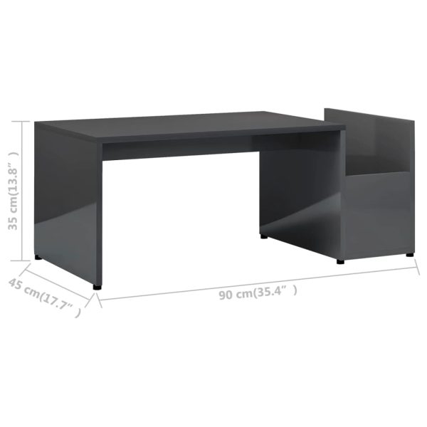 Tavolino Da Salotto Grigio Lucido 90x45x35 Cm Legno Multistrato - Image 6