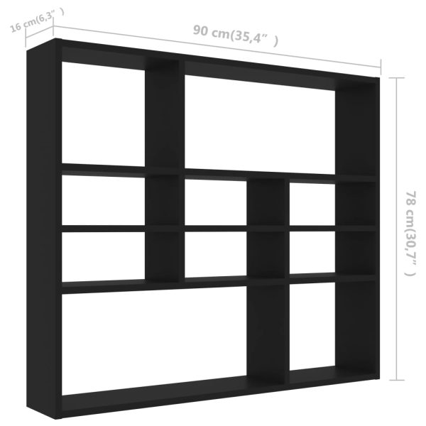 Scaffale A Parete Nero 90x16x78 Cm In Legno Multistrato - Image 6