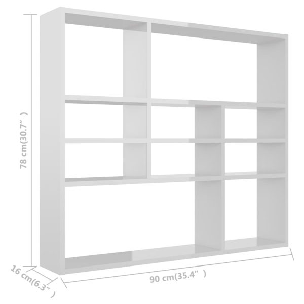 Scaffale A Parete Bianco Lucido 90x16x78 Cm Legno Multistrato - Image 6