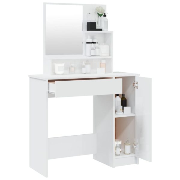 Toeletta Con Specchio Bianco Lucido 86,5x35x136 cm - Image 5