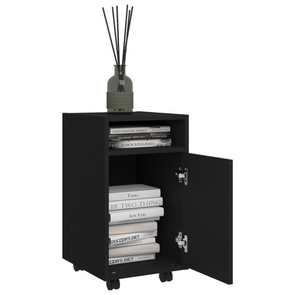 Credenza Con Ruote Nera 33x38x60 Cm In Legno Multistrato - Image 3