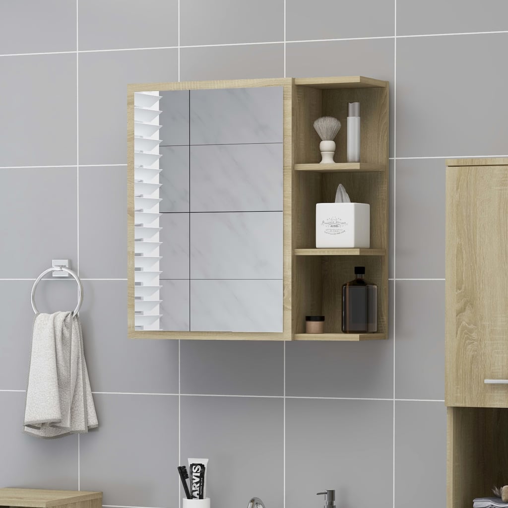 Mobile Bagno Con Specchio Rovere Sonoma 62,5x20,5x64multistrato