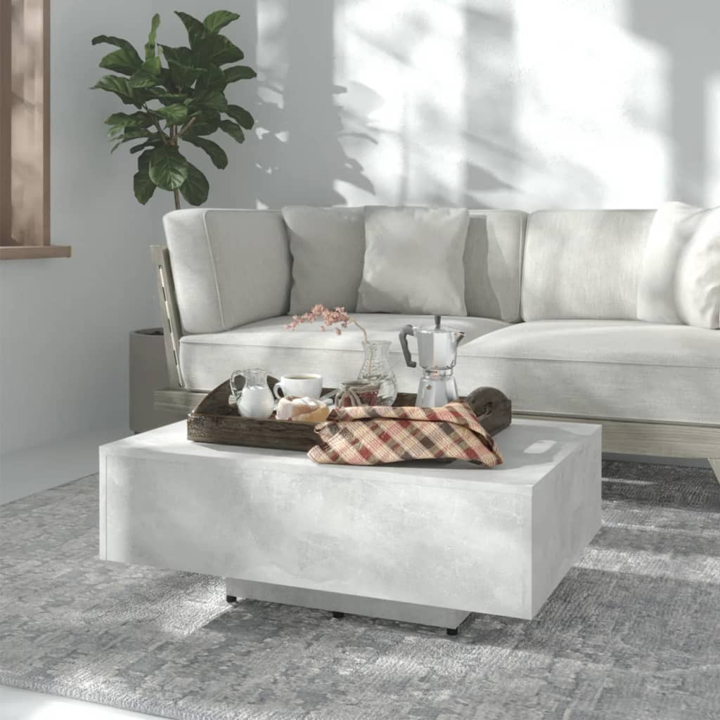 Tavolino Salotto Grigio Cemento 85x55x31 Cm Legno Multistrato