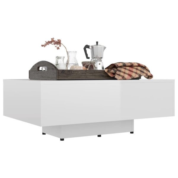 Tavolino Da Salotto Bianco Lucido 85x55x31 Cm Legno Multistrato - Image 5