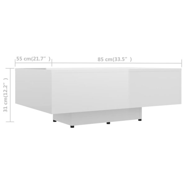 Tavolino Da Salotto Bianco Lucido 85x55x31 Cm Legno Multistrato - Image 6