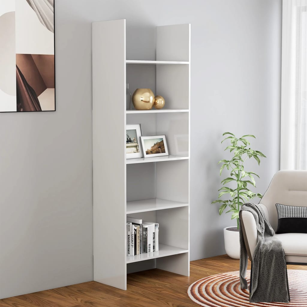 Libreria Bianco Lucido 60x35x180 Cm In Legno Multistrato