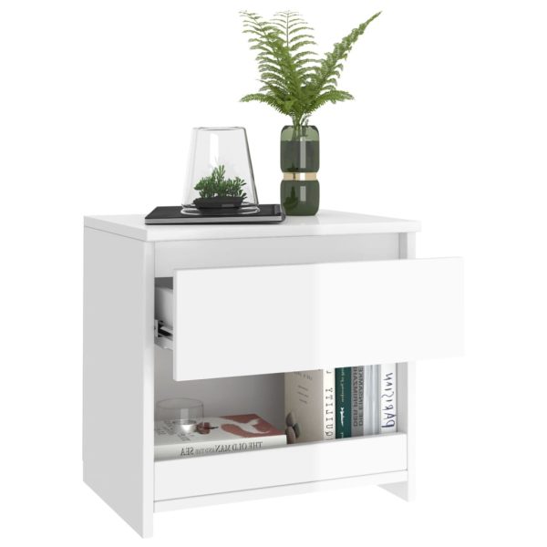 Comodini 2pz Bianco Lucido 40x30x39 Cm In Legno Multistrato - Image 3
