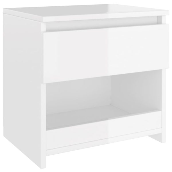 Comodini 2pz Bianco Lucido 40x30x39 Cm In Legno Multistrato - Image 4
