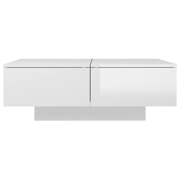 Tavolino Salotto Bianco Lucido 90x60x31 Cm In Legno Multistrato - Image 3