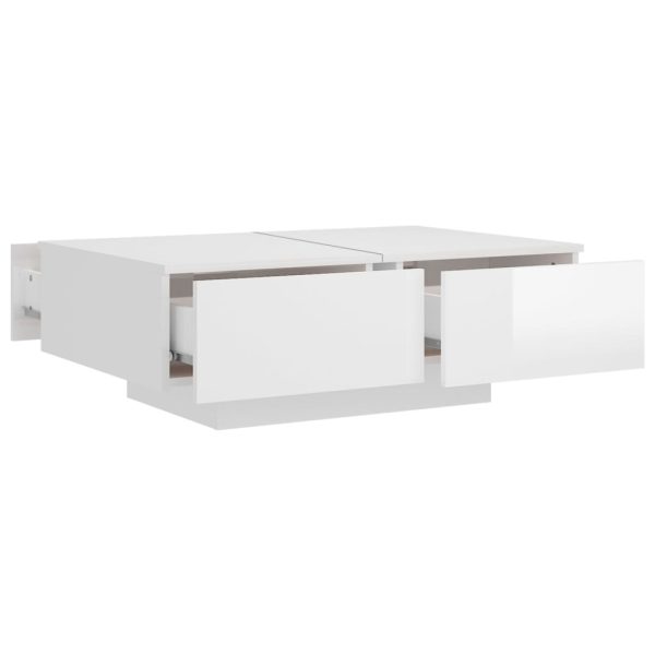 Tavolino Salotto Bianco Lucido 90x60x31 Cm In Legno Multistrato - Image 5
