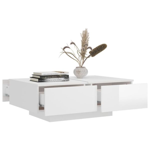 Tavolino Salotto Bianco Lucido 90x60x31 Cm In Legno Multistrato - Image 6