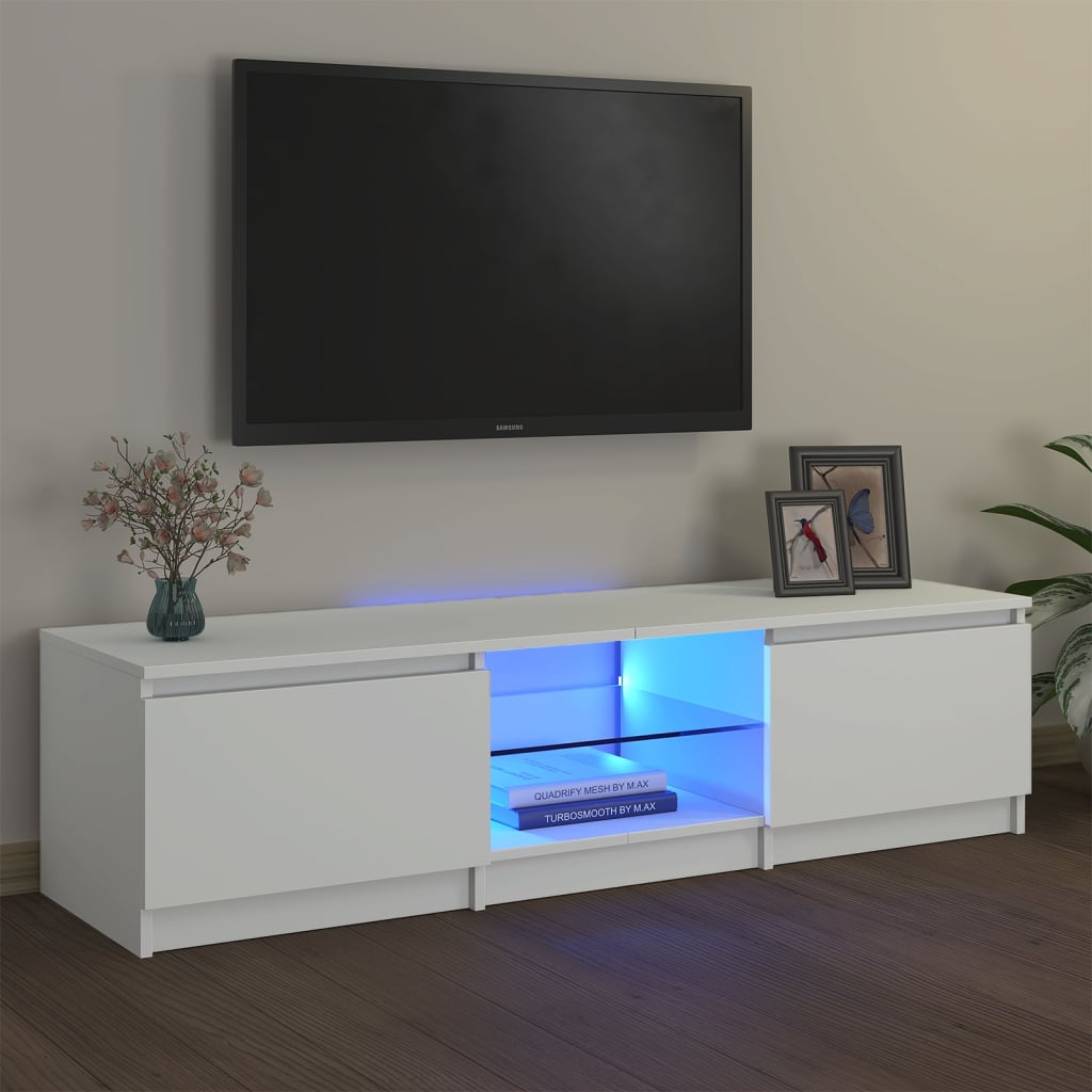 Mobile Porta Tv Con Luci Led Bianco 140x40x35,5 cm
