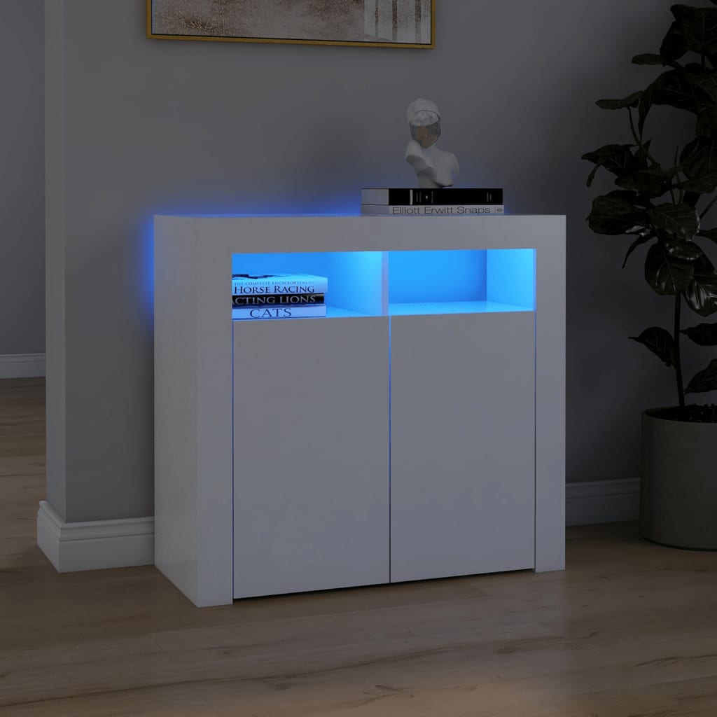 Credenza Con Luci Led Bianca 80x35x75 cm