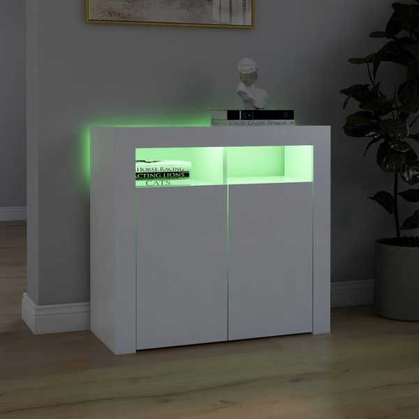 Credenza Con Luci Led Bianca 80x35x75 cm - Image 4