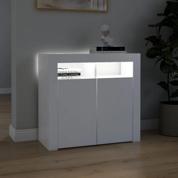 Credenza Con Luci Led Bianca 80x35x75 cm - Image 5