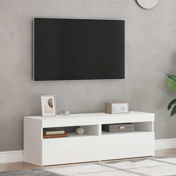 Mobili Porta Tv Con Luci Led 2 Pz Bianchi 60x35x40 cm - Image 5