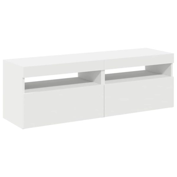 Mobili Porta Tv Con Luci Led 2 Pz Bianchi 60x35x40 cm - Image 6