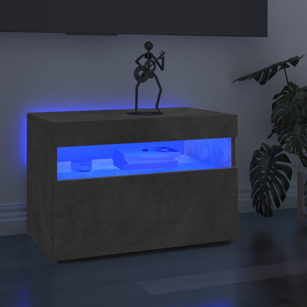 Mobile Porta Tv Con Luci Led Grigio Cemento 60x35x40 cm