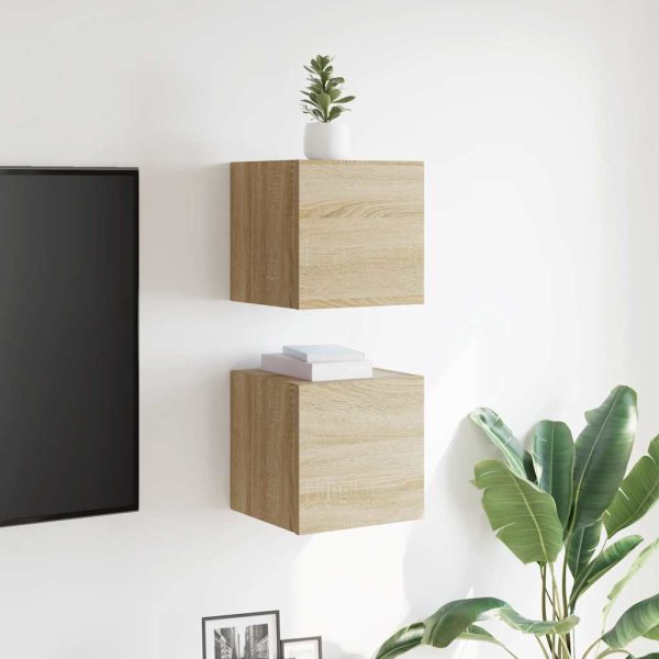 Mobili Porta Tv A Parete 2pz Rovere Sonoma 30,5x30x30 cm - Image 3