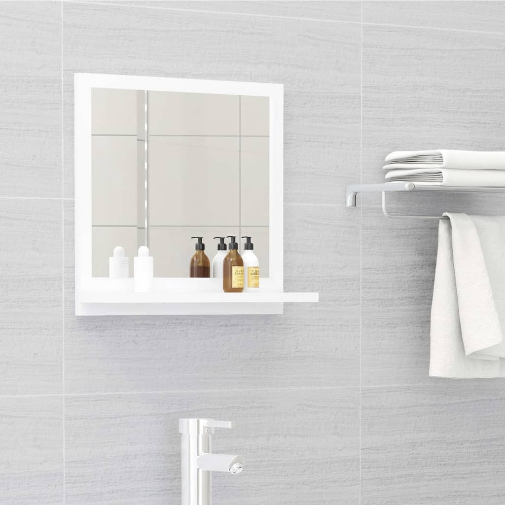 Specchio Da Bagno Bianco 40x10,5x37 Cm In Legno Multistrato