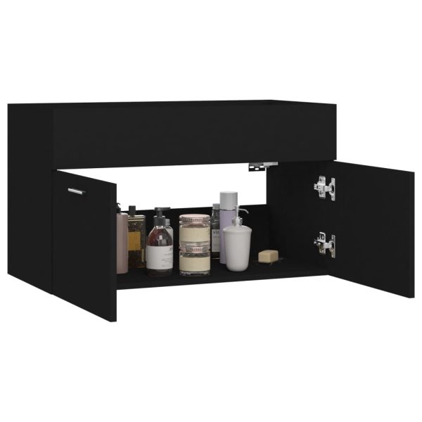 Mobile Sottolavabo Nero 80x38,5x46 Cm In Legno Multistrato - Image 4