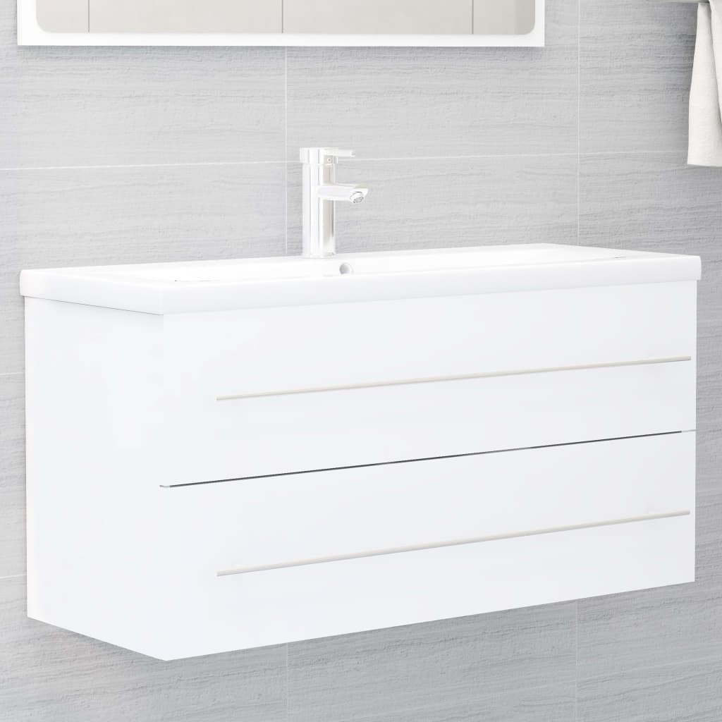 Mobile Lavabo Bianco 100x38,5x48 Cm In Legno Multistrato