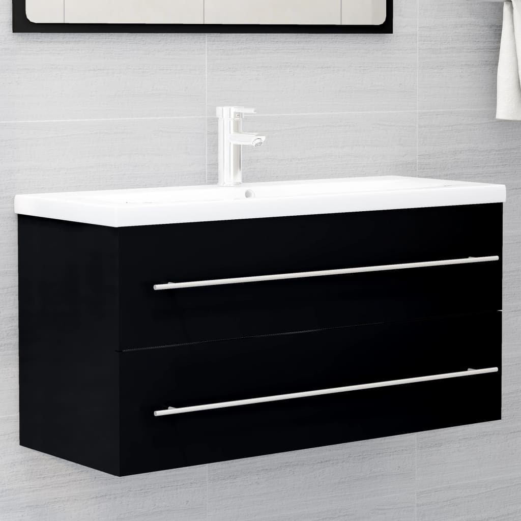 Mobile Lavabo Nero 100x38,5x48 Cm In Legno Multistrato