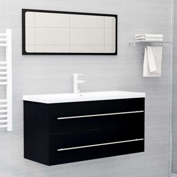 Mobile Lavabo Nero 100x38,5x48 Cm In Legno Multistrato - Image 6