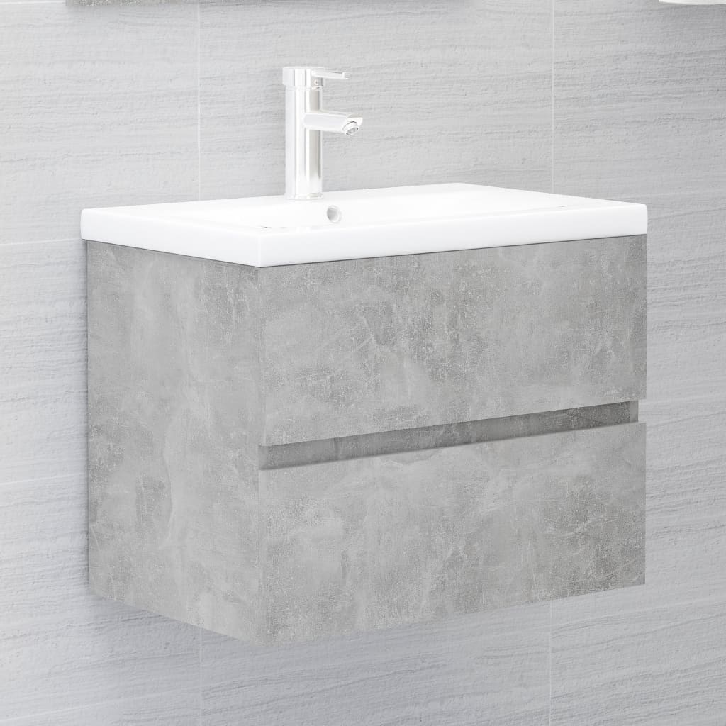 Mobile Lavabo Grigio Cemento 60x38,5x45 Cm In Legno Multistrato