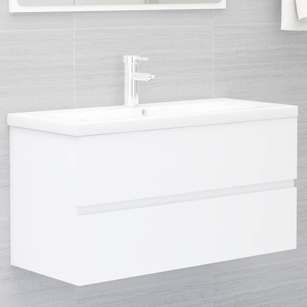 Mobile Lavabo Bianco 90x38,5x45 Cm In Legno Multistrato