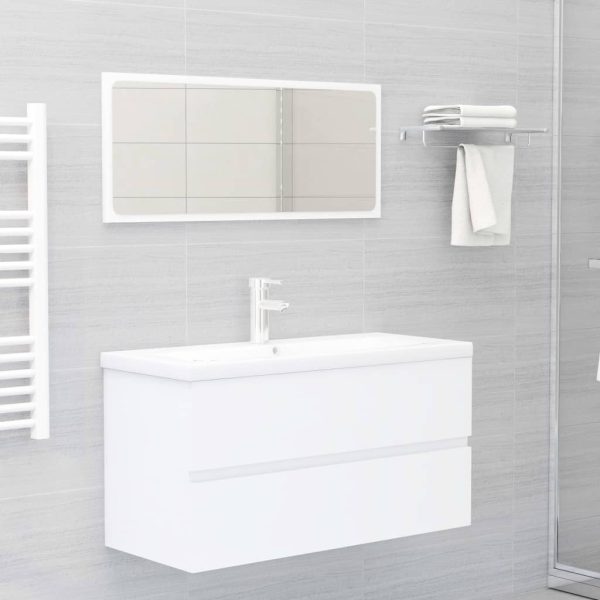 Mobile Lavabo Bianco 90x38,5x45 Cm In Legno Multistrato - Image 3