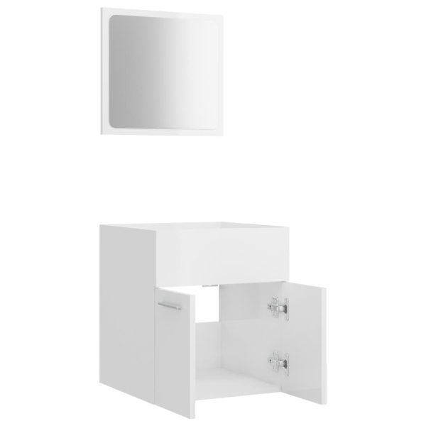 Set Mobili Da Bagno 2 Pz Bianco Lucido In Legno Multistrato - Image 5