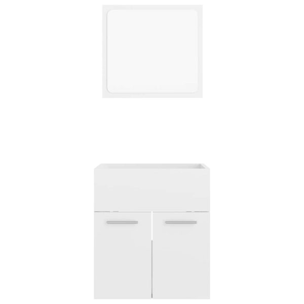 Set Mobili Da Bagno 2 Pz Bianco Lucido In Legno Multistrato - Image 6