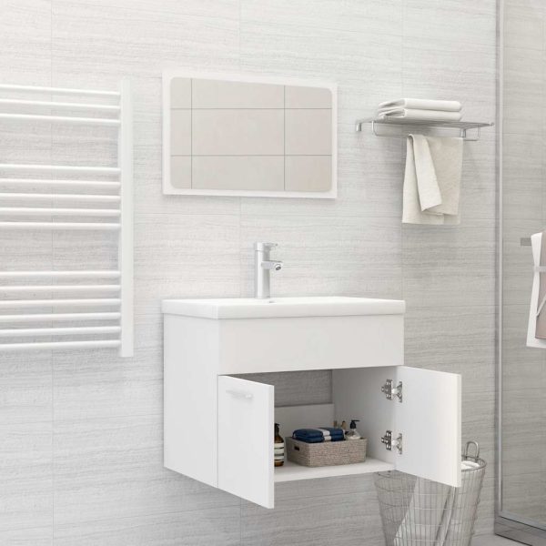 Set Mobili Da Bagno 2 Pz Bianco In Legno Multistrato - Image 3