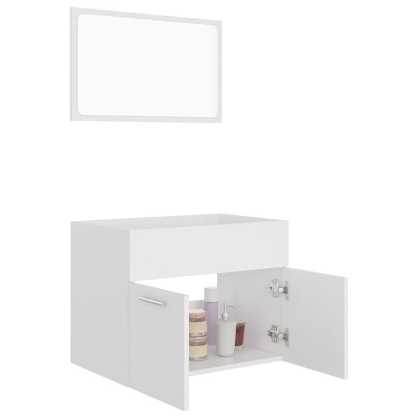 Set Mobili Da Bagno 2 Pz Bianco In Legno Multistrato - Image 4