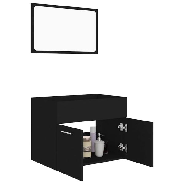 Set Mobili Da Bagno 2 Pz Nero In Legno Multistrato - Image 4