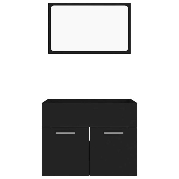 Set Mobili Da Bagno 2 Pz Nero In Legno Multistrato - Image 5