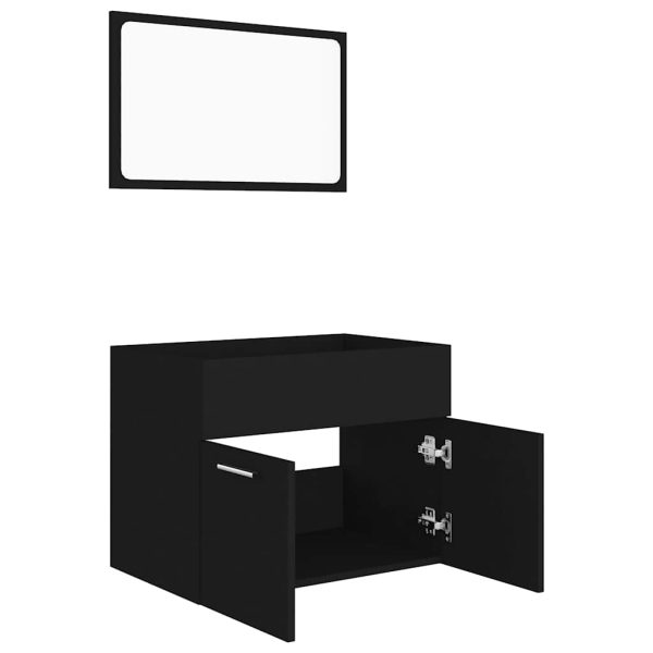 Set Mobili Da Bagno 2 Pz Nero In Legno Multistrato - Image 6