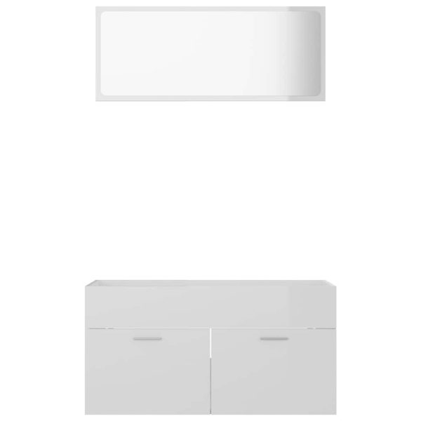 Set Mobili Da Bagno 2 Pz Bianco Lucido In Legno Multistrato - Image 5