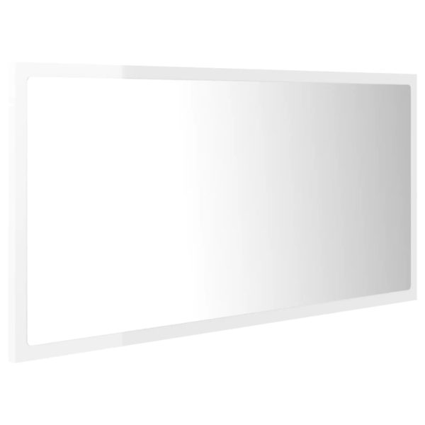 Specchio Da Bagno Led Bianco Lucido 90x8,5x37 Cm In Acrilico - Image 4