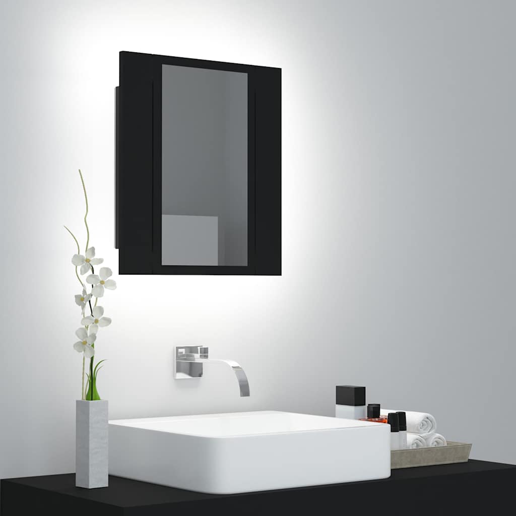 Armadietto A Specchio Con Luci Led Nero 40x12x45 Cm In Acrilico