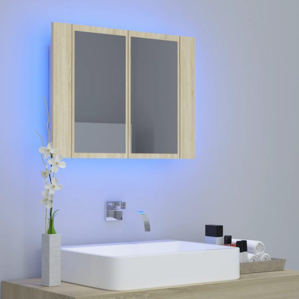 Armadietto A Specchio Con Luci Led Rovere Sonoma In Acrilico - Image 3