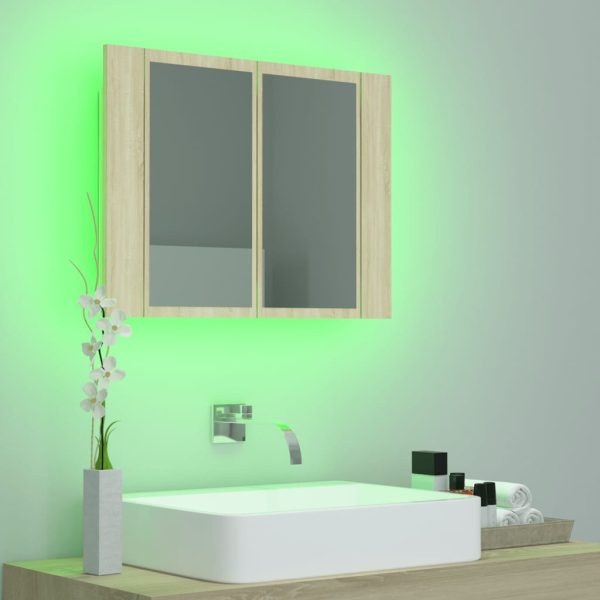Armadietto A Specchio Con Luci Led Rovere Sonoma In Acrilico - Image 5