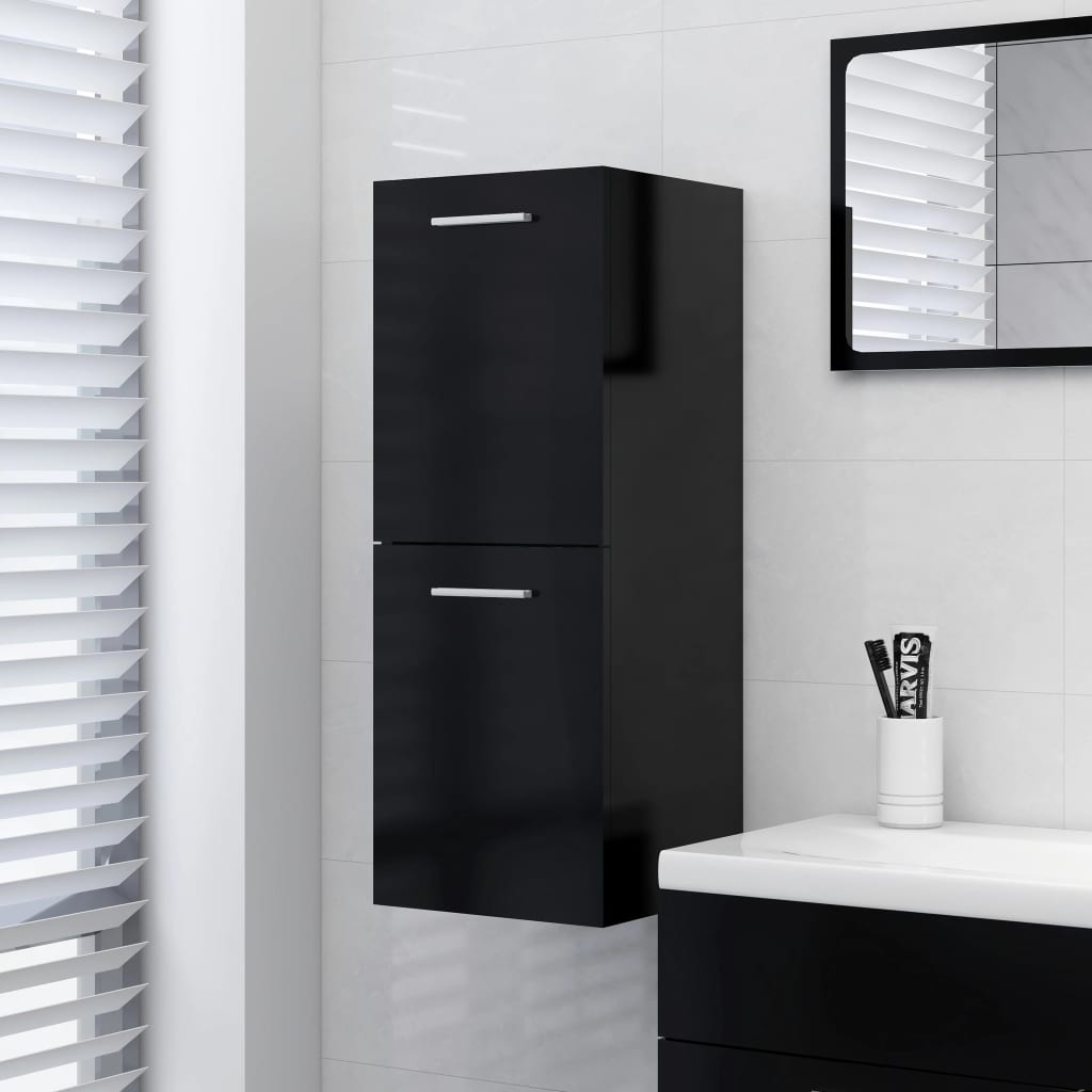 Mobile Da Bagno Nero 30x30x80 Cm In Legno Multistrato