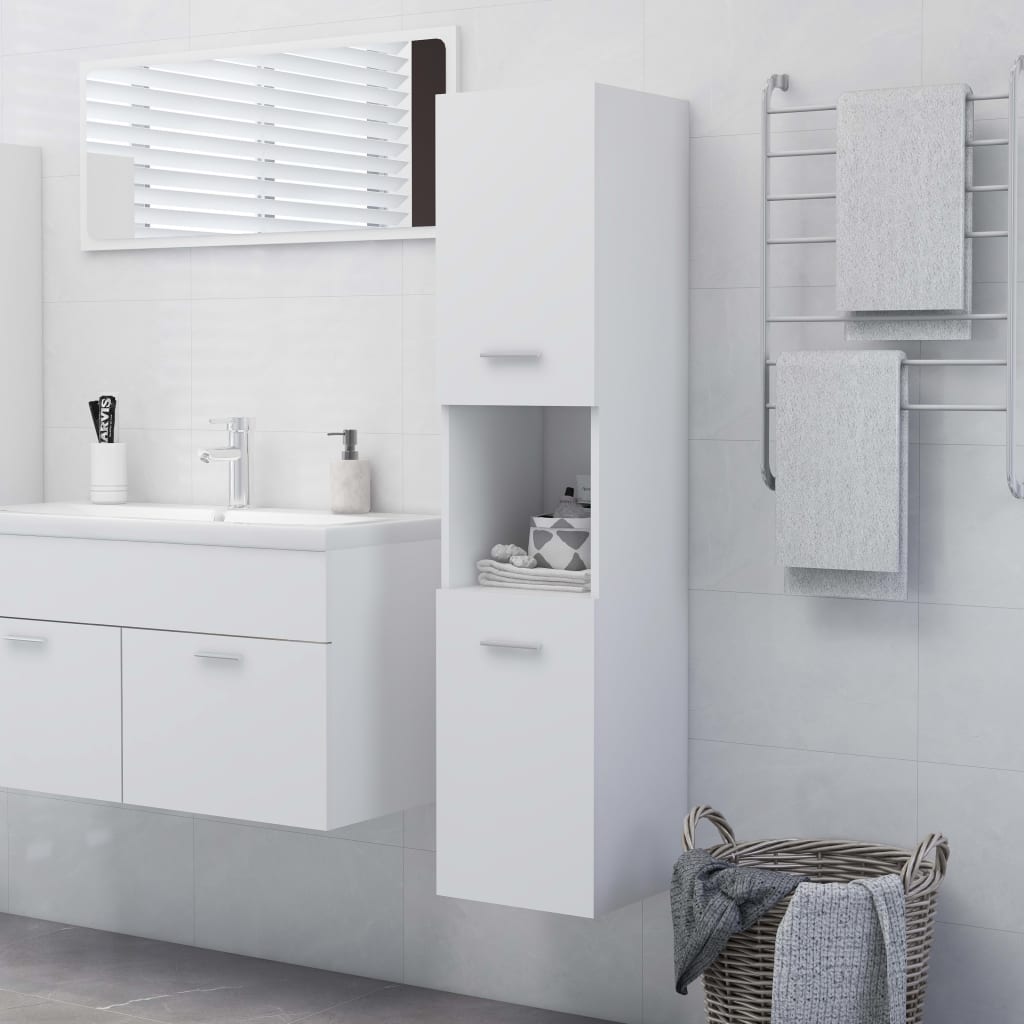 Mobile Da Bagno Bianco 30x30x130 Cm In Legno Multistrato