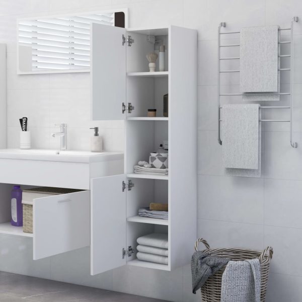 Mobile Da Bagno Bianco 30x30x130 Cm In Legno Multistrato - Image 3