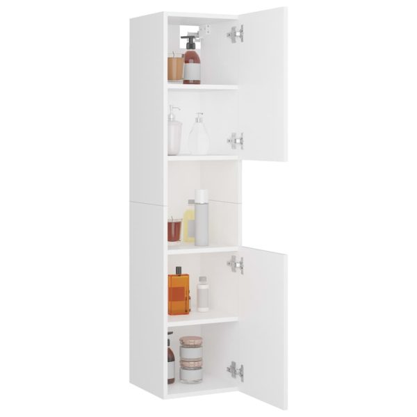 Mobile Da Bagno Bianco 30x30x130 Cm In Legno Multistrato - Image 4