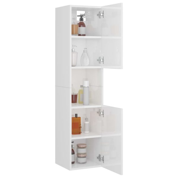Armadietto Bagno Bianco Lucido 30x30x130cm In Legno Multistrato - Image 4