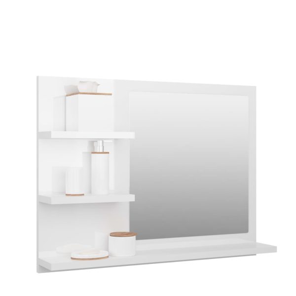 Specchio Da Bagno Bianco Lucido 60x10,5x45 Cm Legno Multistrato - Image 3